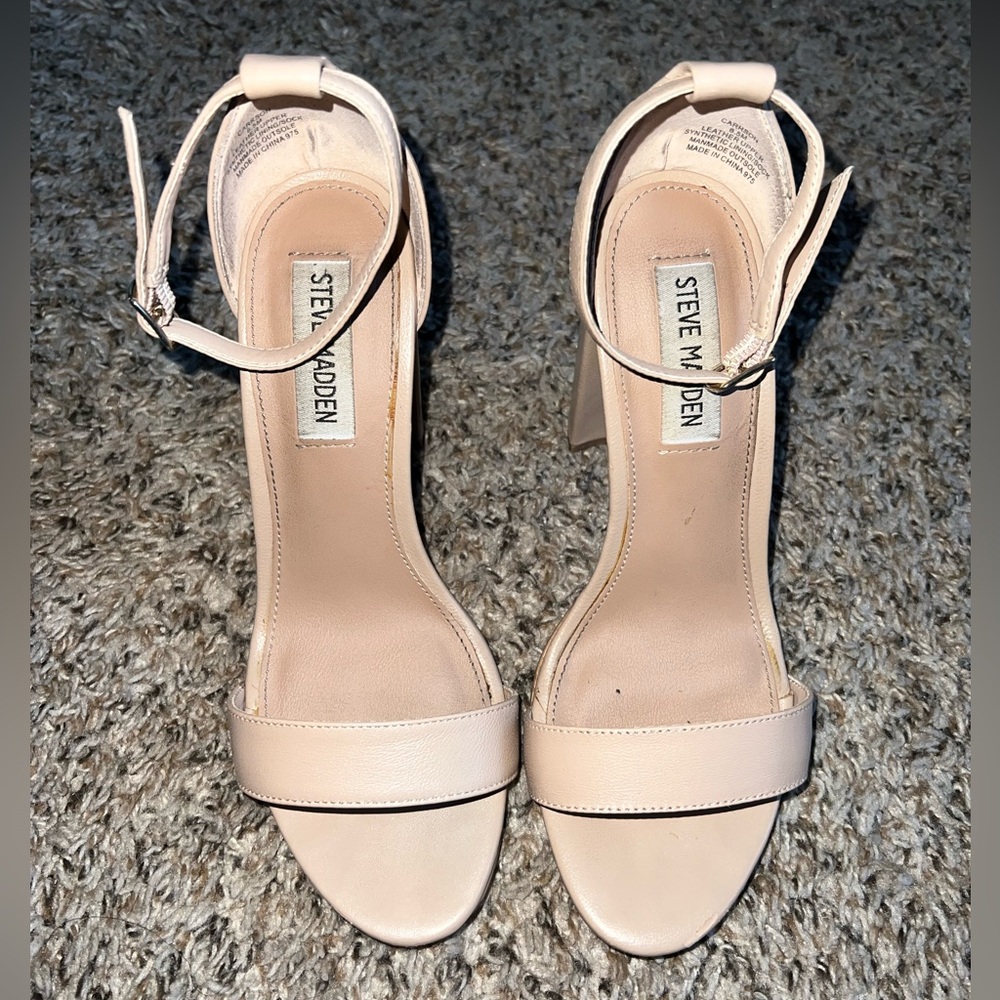 STEVE MADDEN “Carrson” ankle strap block heel sandals, Size 6.5M, Blush nude